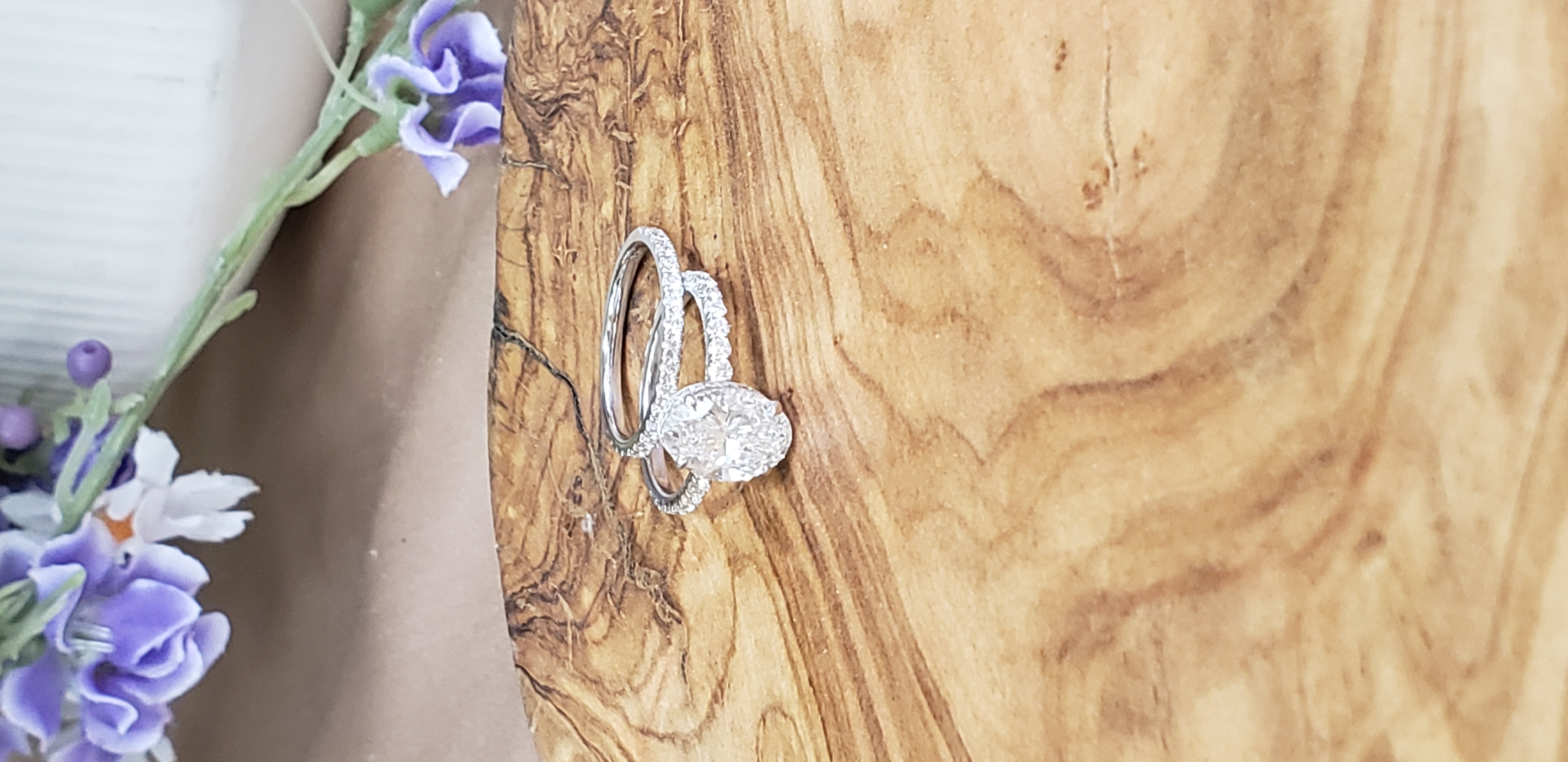 Oval Shape Bridal Set with Hidden Halo